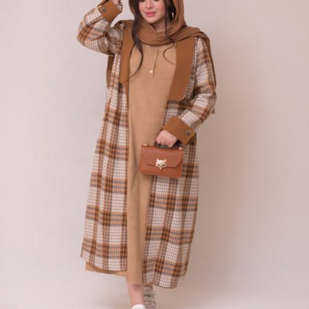 ست پالتو و‌پیراهن کارامل🍁